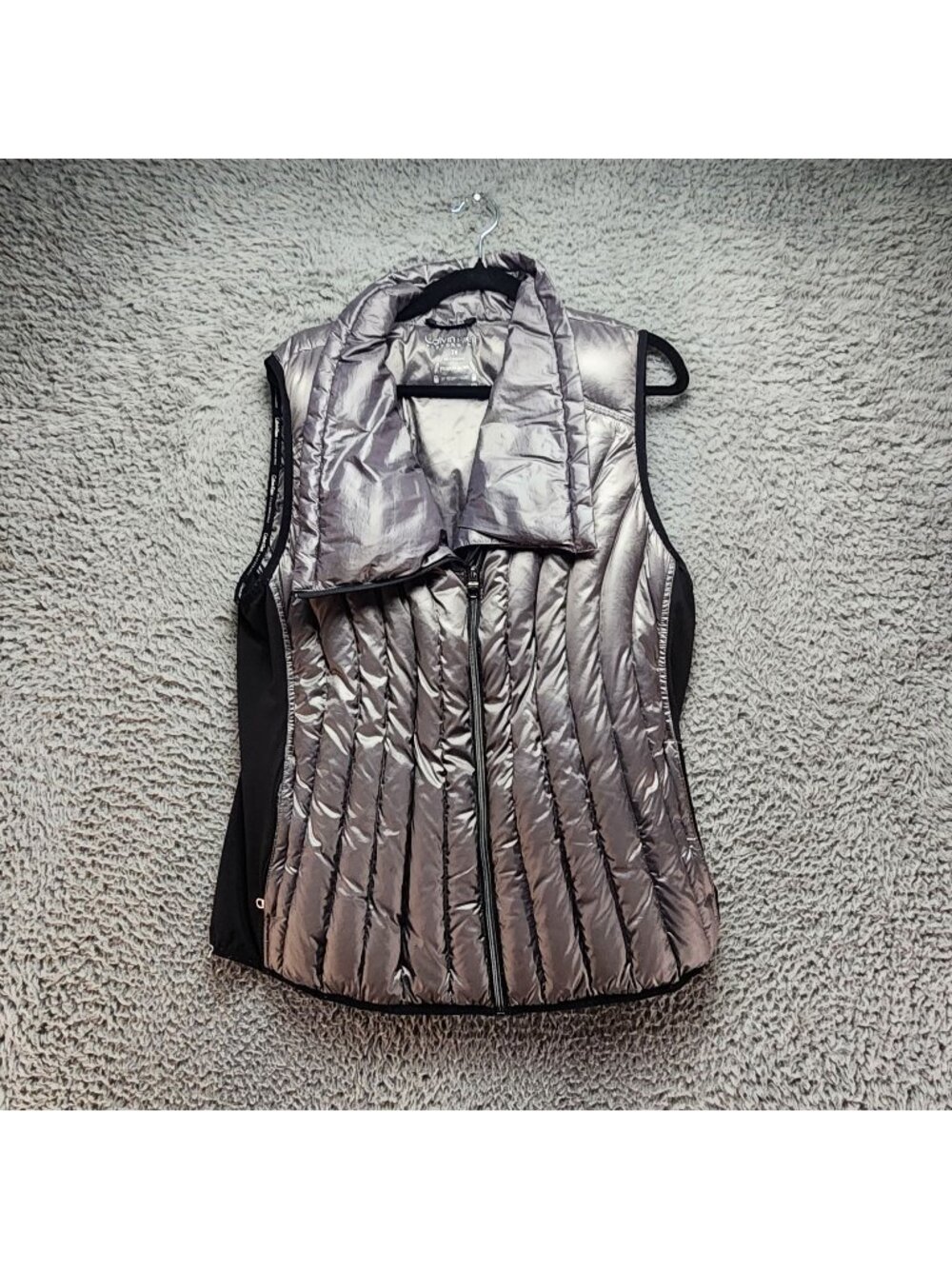 Calvin Klein Jacket Womens 2X Silver Premium Down Full Zip Puffer Vest